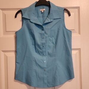 Talbots Light Blue Sleeveless Button-Down Shirt